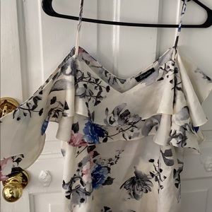 SHINESTAR floral cold shoulder top